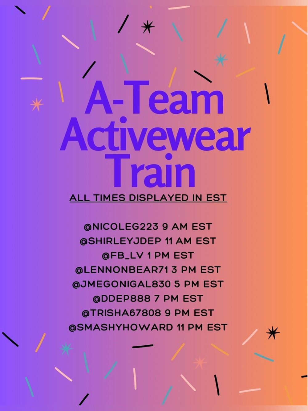 Join us for the A-Team Activewear Train 8/1 - Picture 1 of 1